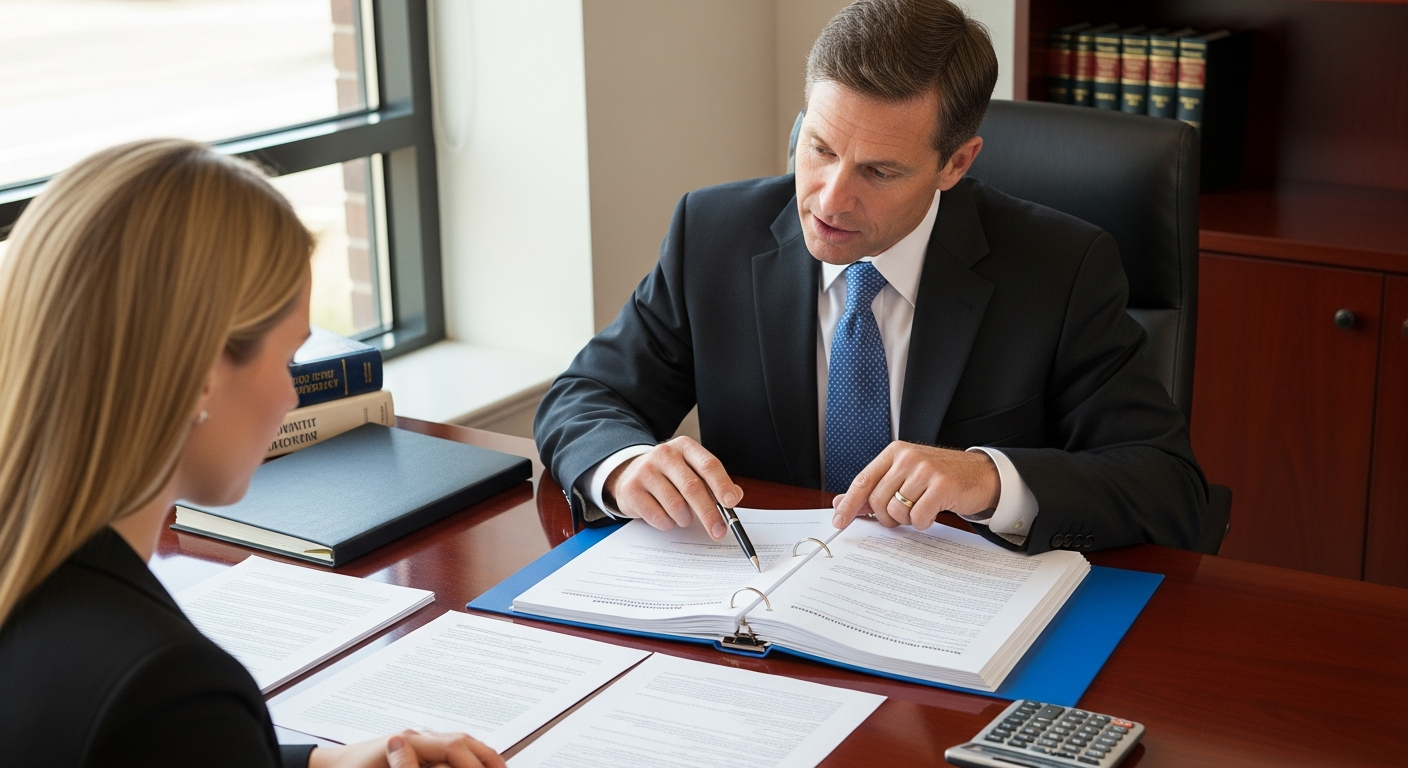 עורך דין סוקר פוליסת ביטוח אובדן כושר עבודה עם לקוח